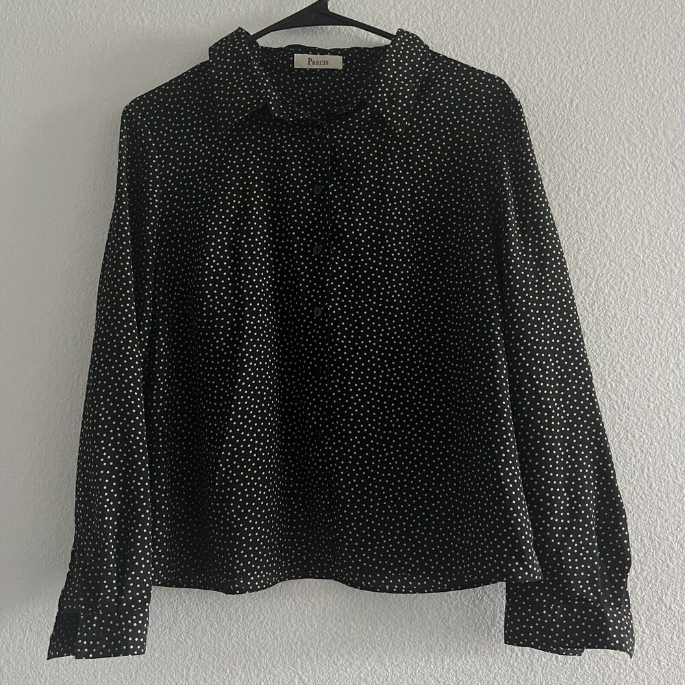 Precis Shirt Womens Polka Dot Button Down Black
